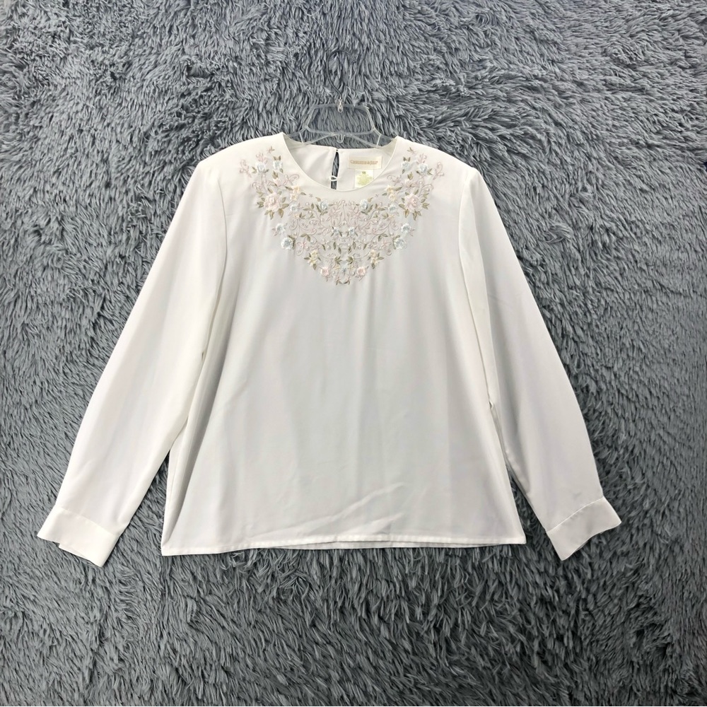 Christie & Jill Blouse Womens Size 16 Embroidered Embellished Floral Flowers